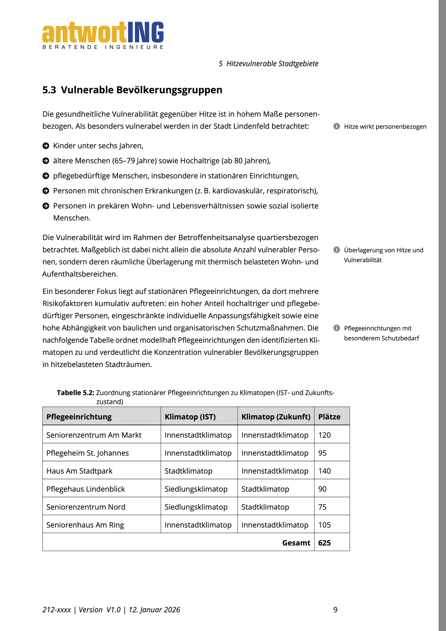 Beispiel: Leistungsabgleich – Beispielseite aus einem antwortING-Gutachten