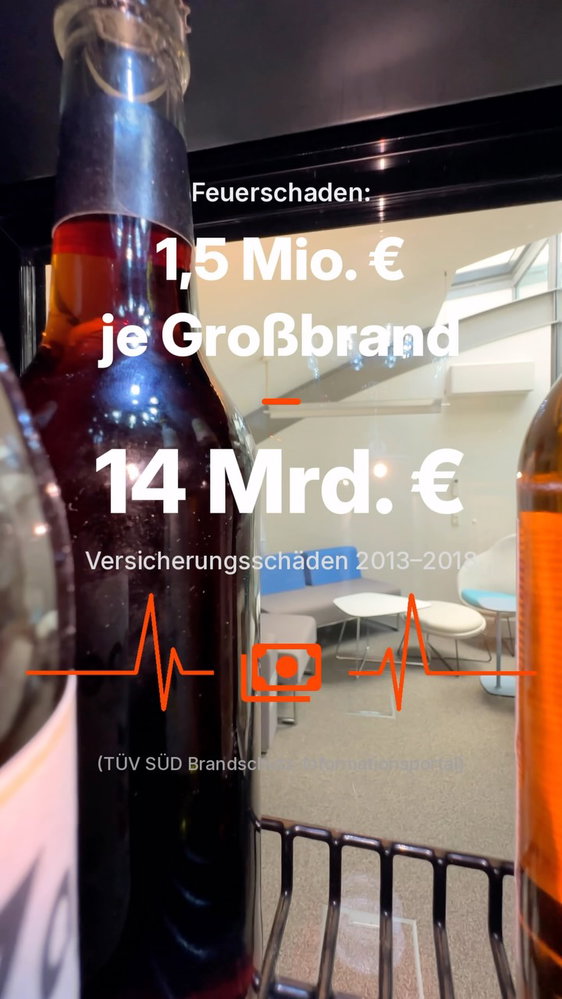 Durchschnittlicher Feuerschaden: 1,5 Mio. € je Großbrand; 2013–2018 insgesamt 14 Mrd.
