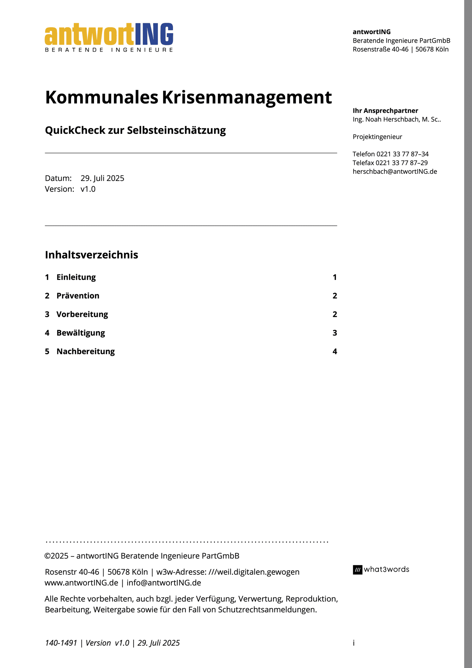 Deckblatt-Fragebogen zur Selbsteinschätzung der Resilienz von kommunaler IT